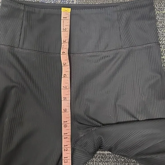 Girlfriend Collective-FLAWED-Black Ribbed Stretch High Rise Leggings-Size Medium - Picture 15 of 16